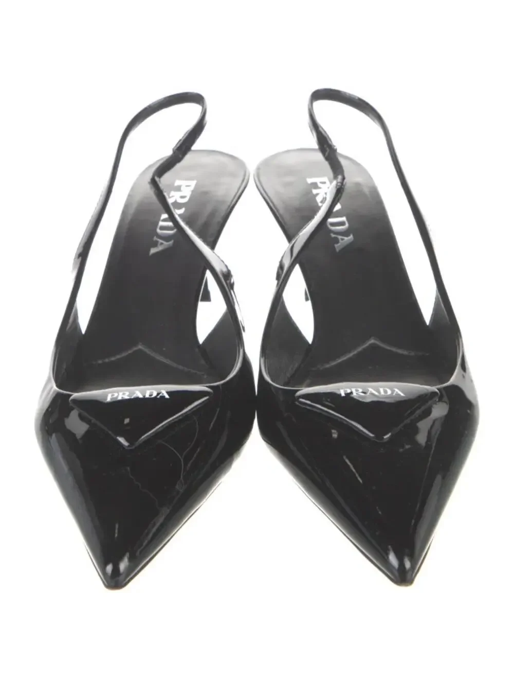NWB Prada Patent Leather Slingback Pumps Black Womens Size 36